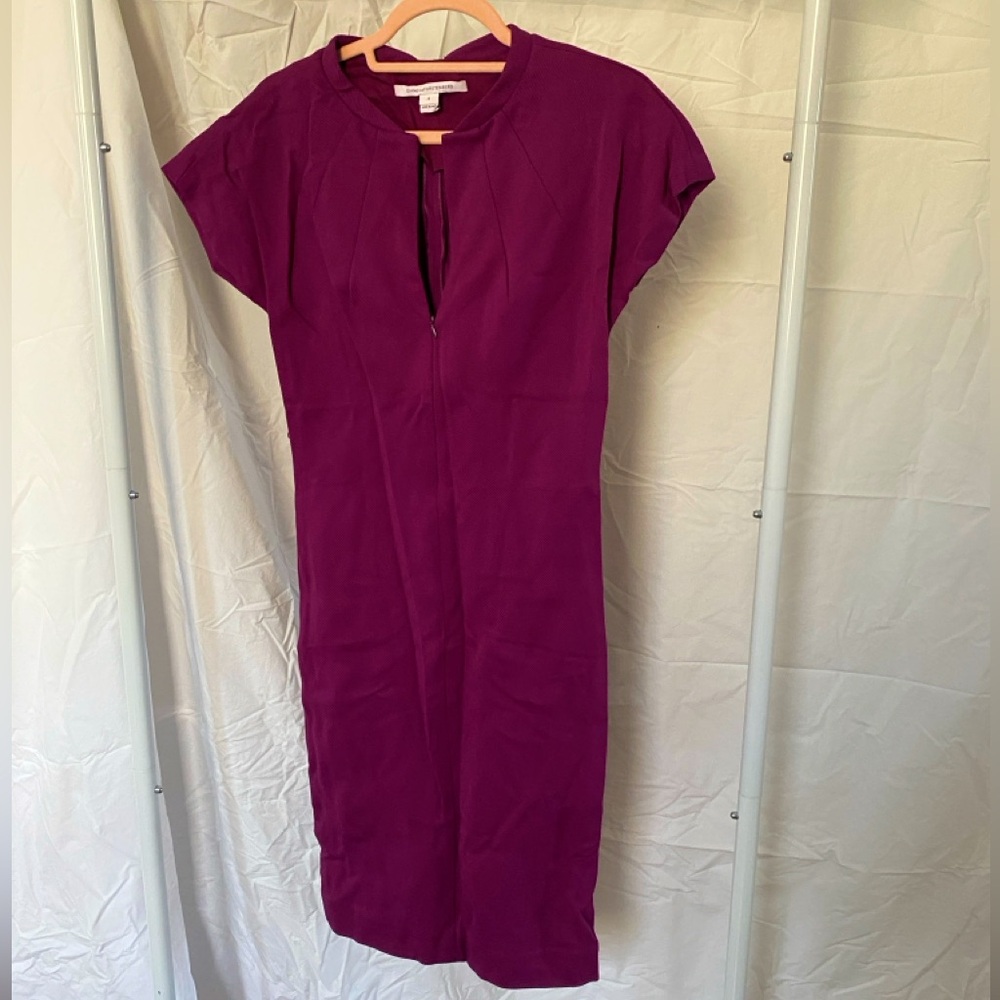 DVF Purple Bodycon Cap-sleeve Dress